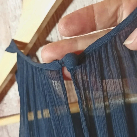 J. Crew silk chiffon crepe fairy  sleveless lined button & zip closure navy 10 - Picture 3 of 10